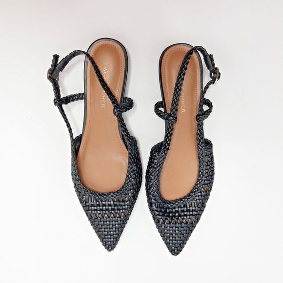 Marc Fisher Woven Slingback Kelysa Ballet Flat Black Pointed Toe Womens Size 8.5 - Picture 2 of 14